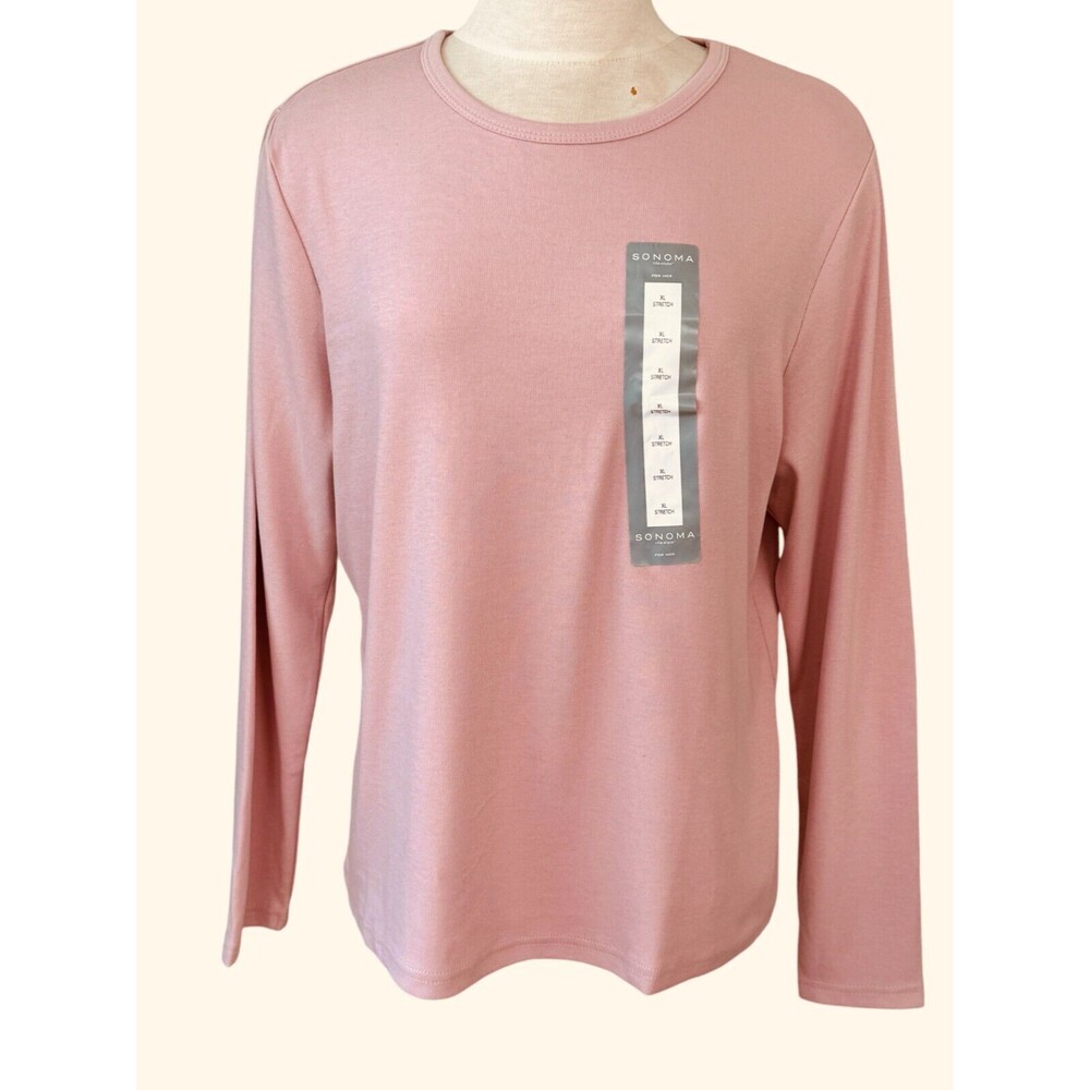 Sonoma Life Style Wm X-L Mission Pink Cotton Blend Long Sleeve Polo New With Tag